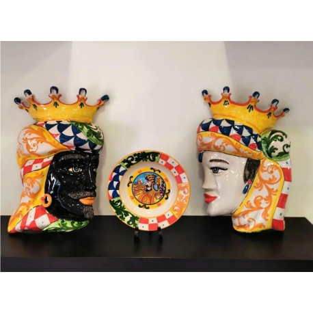 Coppia Teste da appendere by Ceramica D'arte di Caltagirone